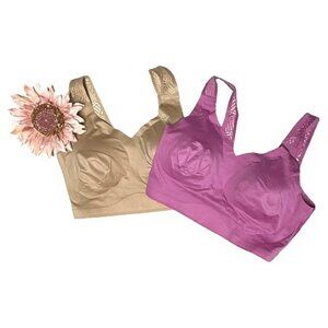 Rhonda Shear Brushed Lace Back Bra with Removable Pads 2 Pads LARGE